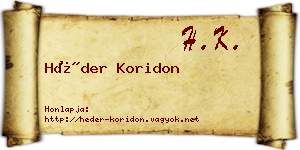 Héder Koridon névjegykártya